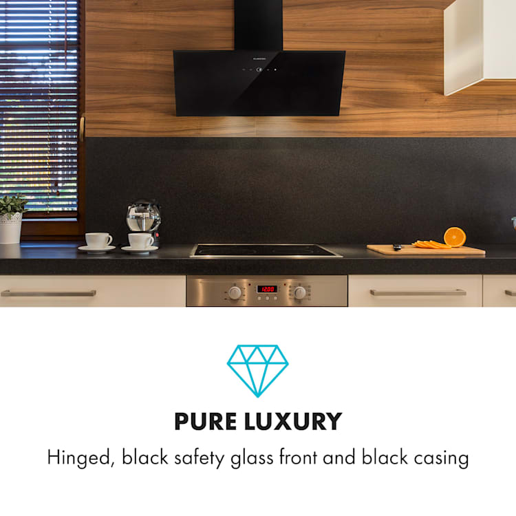 Laurel 90 Cooker Extractor Hood 90cm Exhaust Air: 350 m³ / h LED Touch Black 90 cm | Black