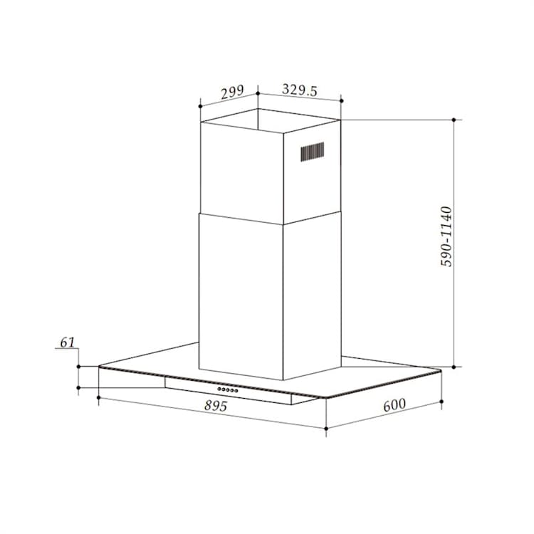 Aurelia Dunstabzugshaube 90cm 600m³/h EEK A Edelstahl silber