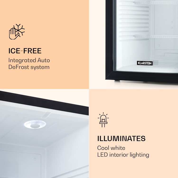 Brooklyn 42 Fridge Plastic Insert Glass Door White Interior 42 Ltr | Black / White