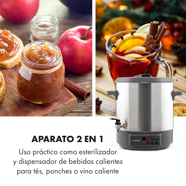 Lady Marmalade Olla pasteurizadora Dispensador de bebidas 27L 100°C 12h Acero inoxidable
