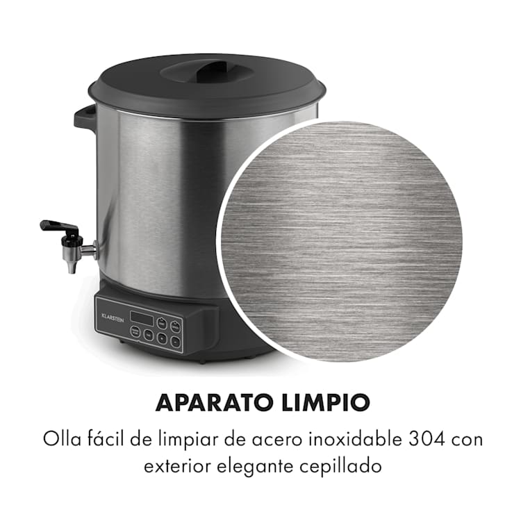 Lady Marmalade Olla pasteurizadora Dispensador de bebidas 27L 100°C 12h Acero inoxidable
