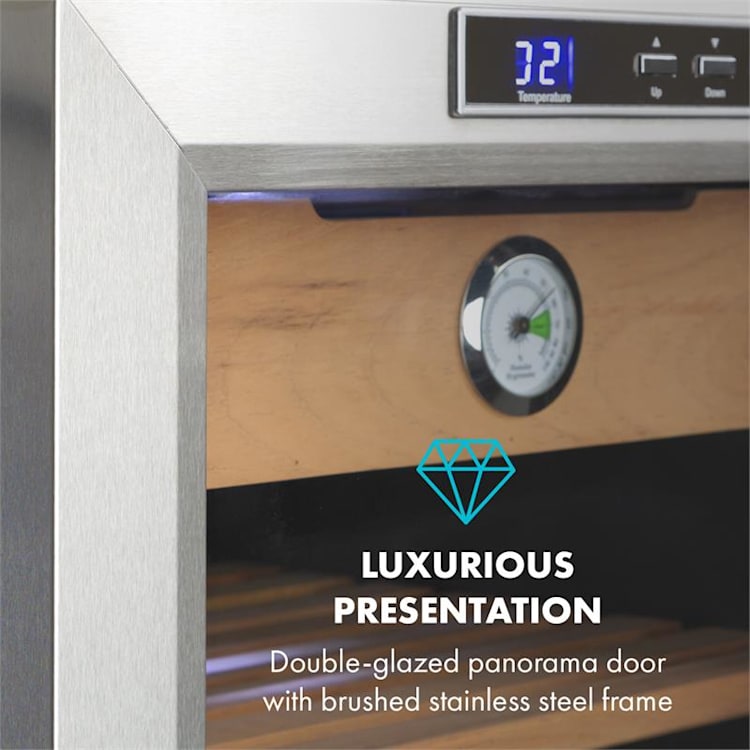 El Presidente 78 Zigarren-Humidor 78L 4 Einschübe Schublade Zedernholz Silber | 78 Ltr