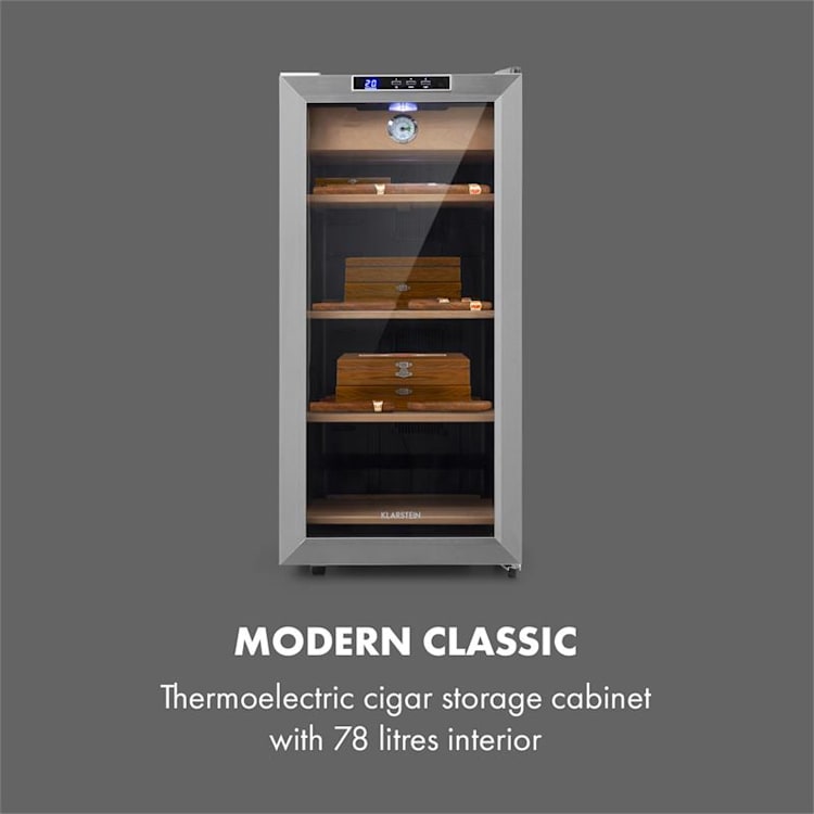 El Presidente 78 Zigarren-Humidor 78L 4 Einschübe Schublade Zedernholz Silber | 78 Ltr