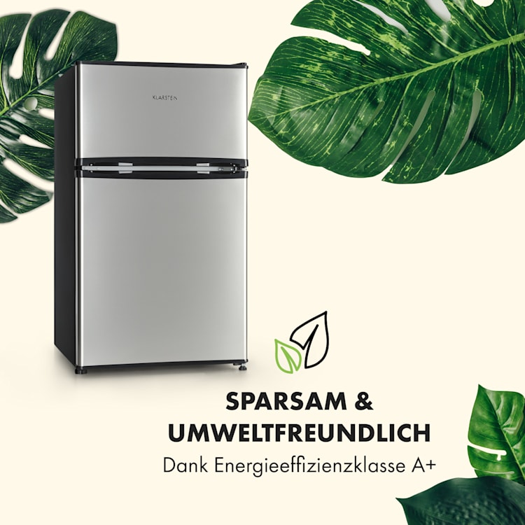 Big Daddy Cool Kühl-Gefrierkombination 61/25 Liter 2 Ebenen Edelstahl 90 Ltr | Silber