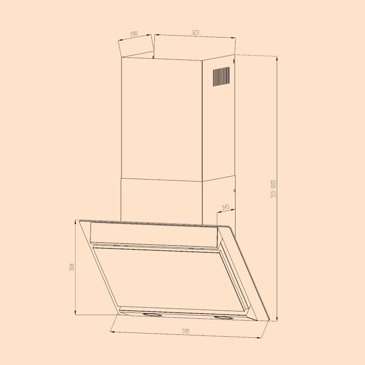 Zola 60 Dunstabzugshaube Kopffrei 60cm 190W 607m³/h LED Edelstahl/Glas 60 cm | Schwarz
