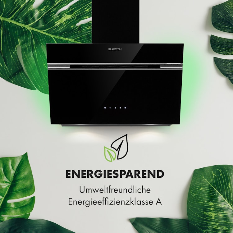 Alina Dunstabzugshaube 60 cm 600 m³/h LED-Display Ambientelicht Glasfront schwarz 60 cm | Schwarz