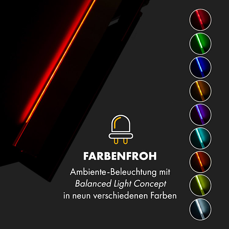 Alina Dunstabzugshaube 60 cm 600 m³/h LED-Display Ambientelicht Glasfront schwarz 60 cm | Schwarz
