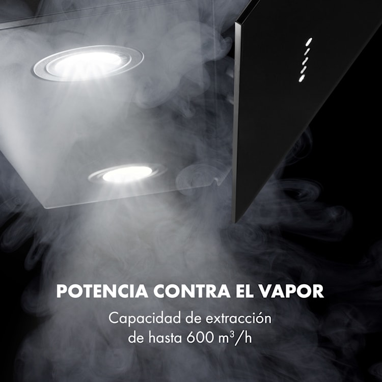 Alina Campana extractora de 60cm 600 m³/h Pantalla led Luz de ambiente Negra 60 cm | Negro