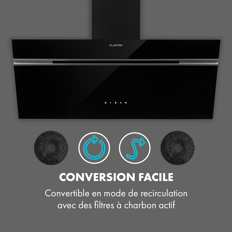 Alina Hotte aspirante murale 90cm 600m³/h LED Classe A - Noire Noir | 90 cm