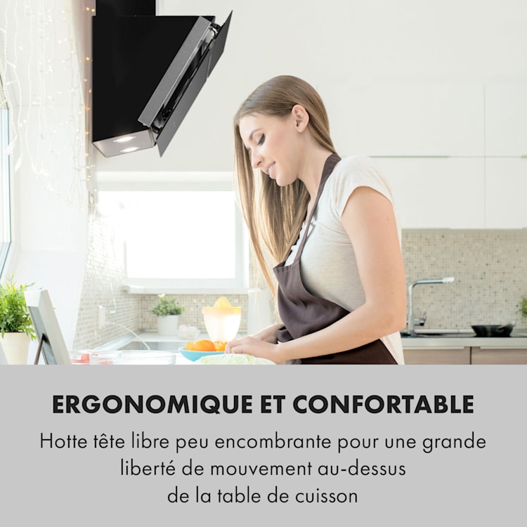 Alina Hotte aspirante murale 90cm 600m³/h LED Classe A - Noire Noir | 90 cm