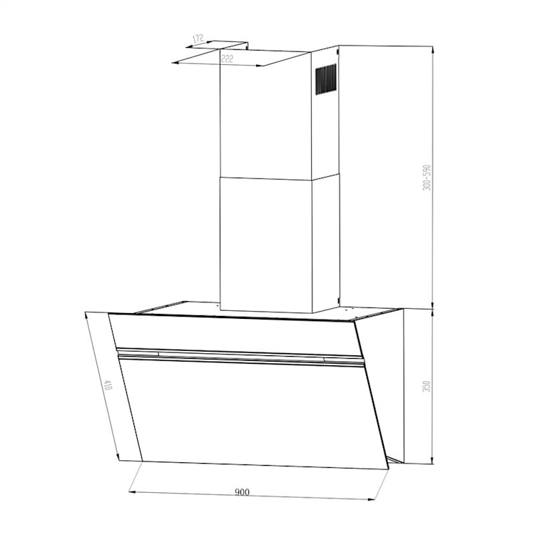 Alina Dunstabzugshaube 90 cm 600 m³/h Ambientelicht Glasfront weiß 90 cm | Weiß