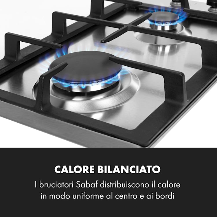 Ignito Domino Fornello a Gas Bruciatore Sabaf a 2 Fiamme Inox argento Argento | 2 bruciatori