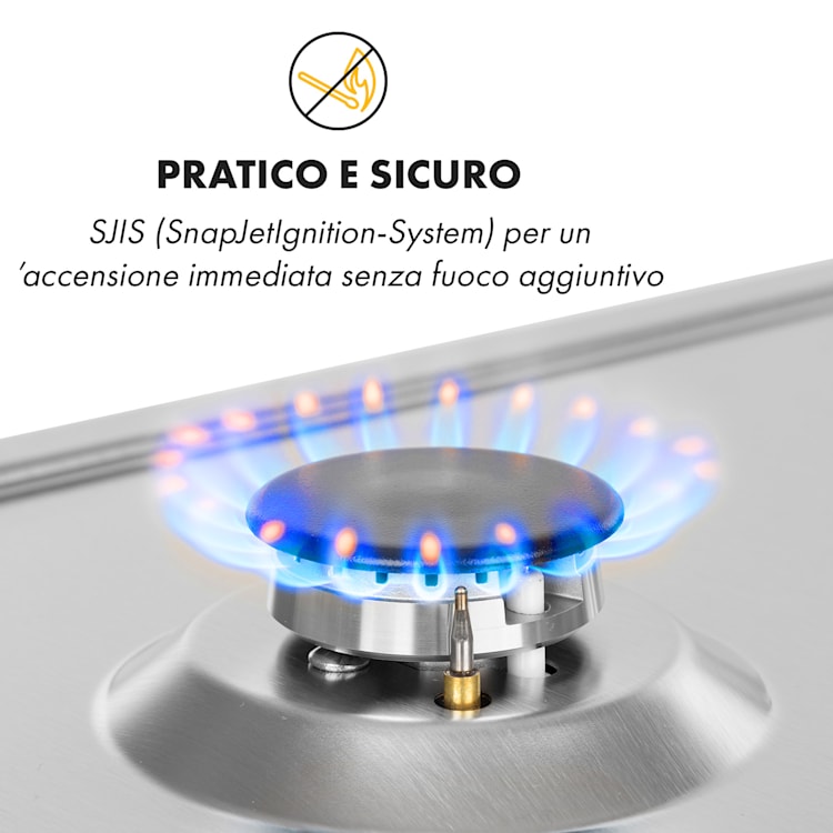 Ignito Domino Fornello a Gas Bruciatore Sabaf a 2 Fiamme Inox argento Argento | 2 bruciatori