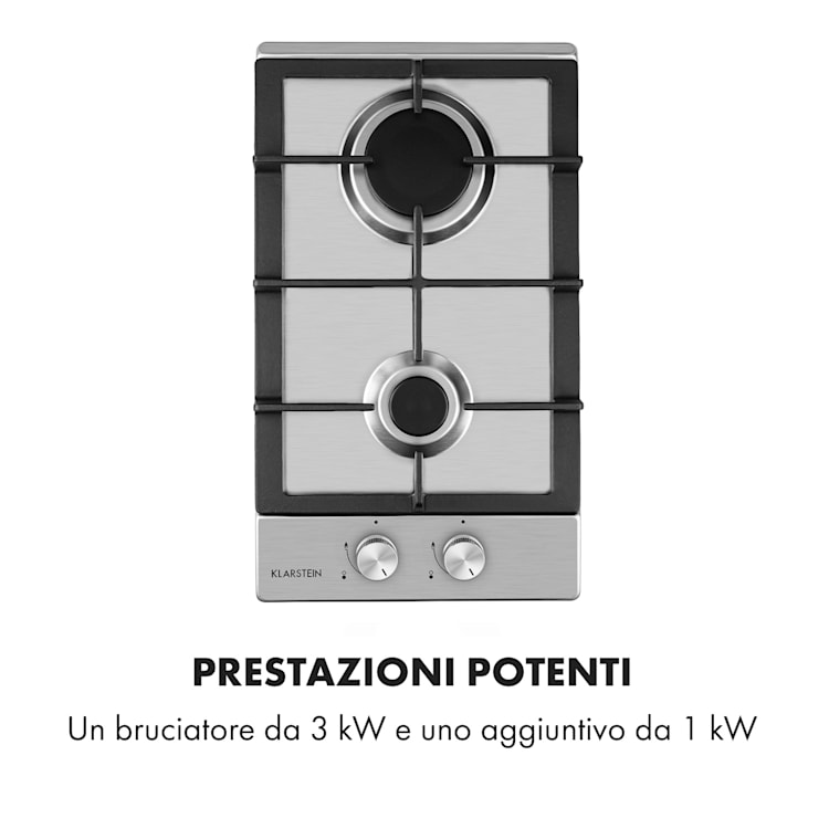 Ignito Domino Fornello a Gas Bruciatore Sabaf a 2 Fiamme Inox argento Argento | 2 bruciatori