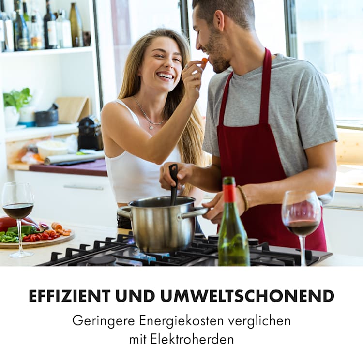 Ignito 4 Zonen Gaskochfeld 4-flammig Sabaf-Brenner Edelstahl silber Silber | 4 Brenner