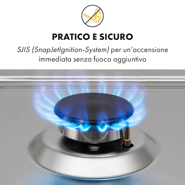 Ignito 4 Zone Fornello A Gas a Bruciatori Sabaf 4 Fiamme Inox argento Argento | 4 bruciatori