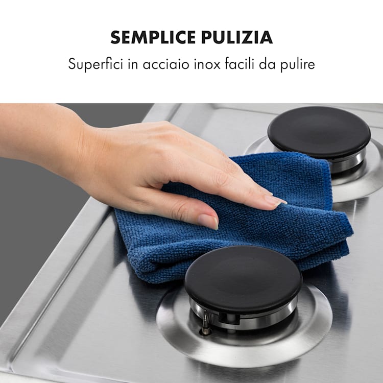 Ignito 4 Zone Fornello A Gas a Bruciatori Sabaf 4 Fiamme Inox argento Argento | 4 bruciatori