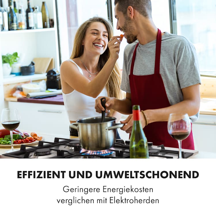 Ignito 5 Zonen Gaskochfeld 5-flammig Sabaf-Brenner Edelstahl silber 5 Brenner | Silber