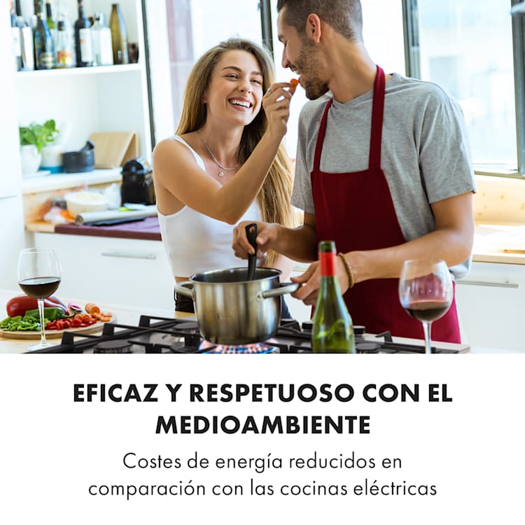 Ignito cocina a gas con 5 zonas 5 fogones Sabaf acero inoxidable plateada Plata | 5 fogones