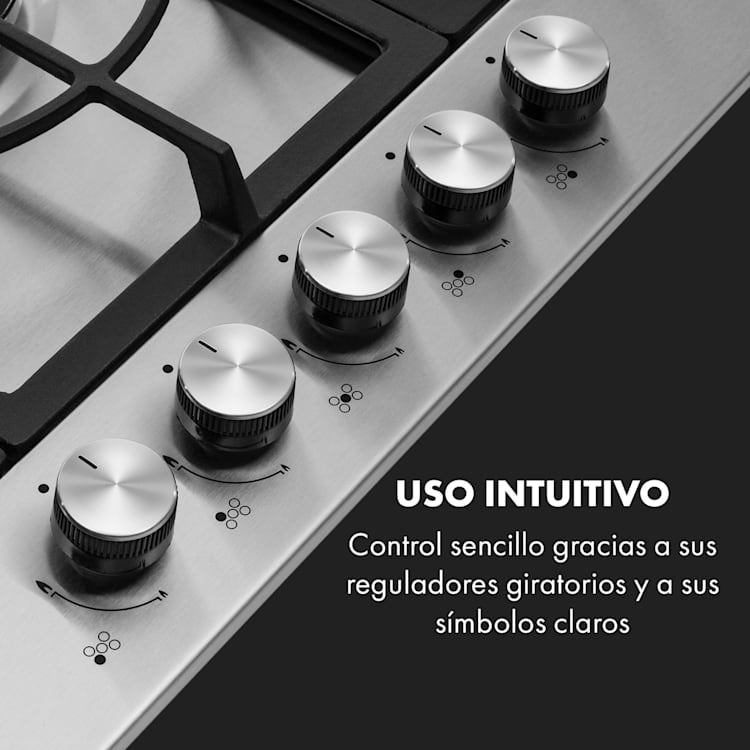 Ignito cocina a gas con 5 zonas 5 fogones Sabaf acero inoxidable plateada Plata | 5 fogones
