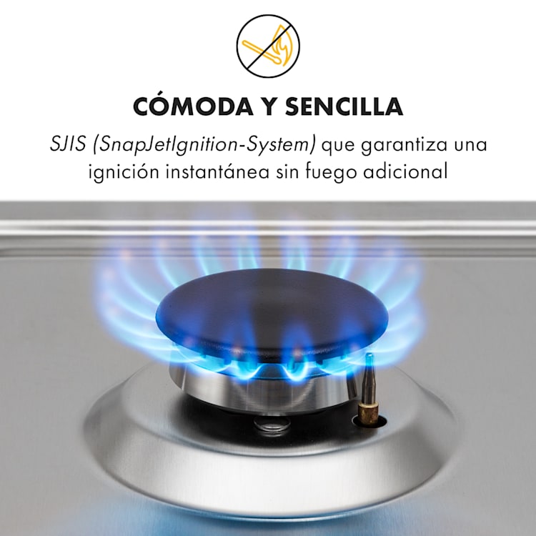 Ignito cocina a gas con 5 zonas 5 fogones Sabaf acero inoxidable plateada Plata | 5 fogones