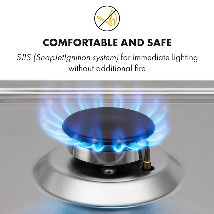 Ignito 5 Zones Gas Hob 5 Flames Sabaf Burner Stainless Steel Silver 5 burners | Silver