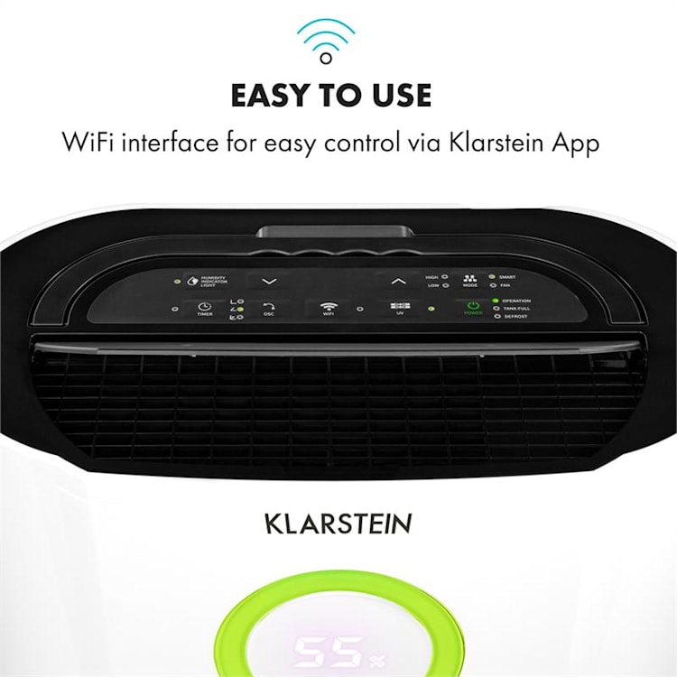DryFy Pro Connect, odvlaživač zraka, WiFi, kompresija, 20 l/d, 20 m², 370 W, bijeli Bijela