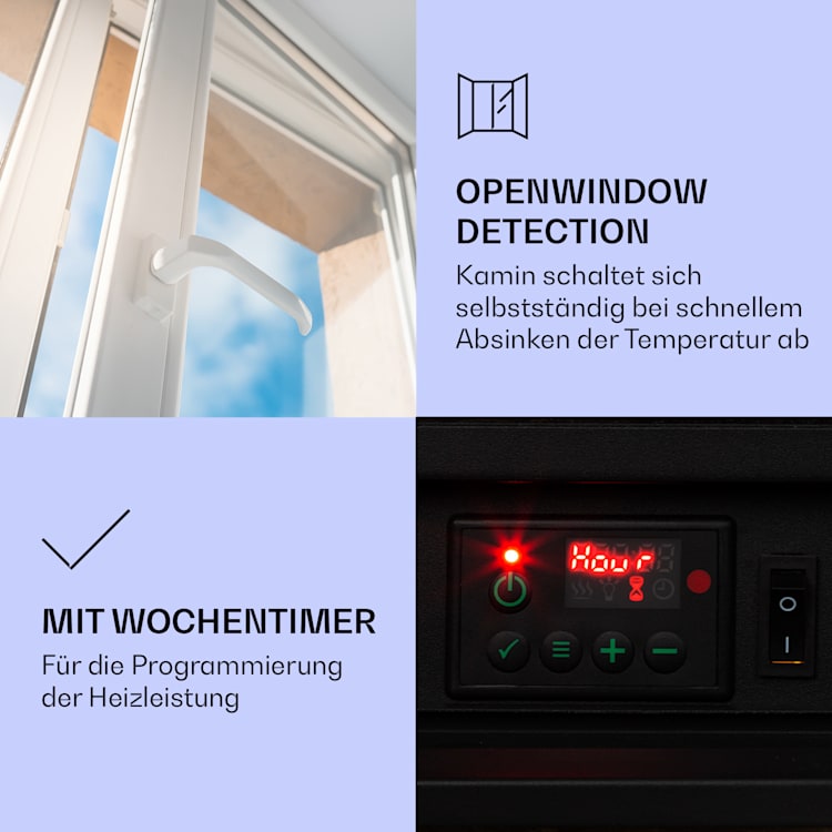 Lienz Elektrischer Kamin 1800W Steindekor Polystone Fernbedienung Rot / braun