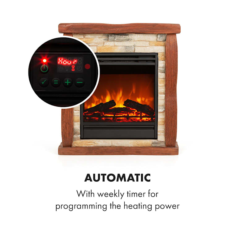 Lienz, elektrický krb, 1800 W, vzhled kamene, polystone, dálkové ovládání Červená / Hnědá