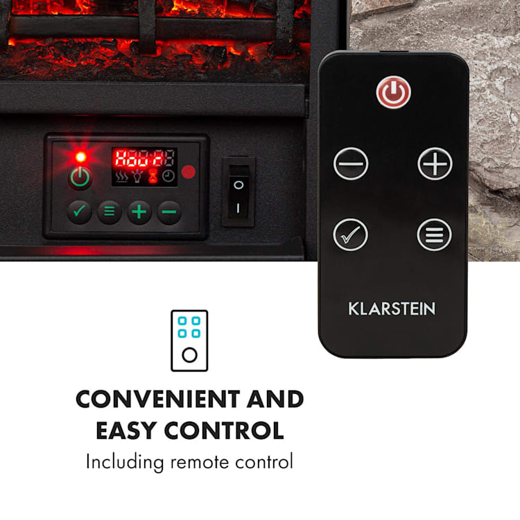 Lienz, elektrický krb, 1800 W, vzhľad kameňa, diaľkový ovládač, hnedý Hnedá