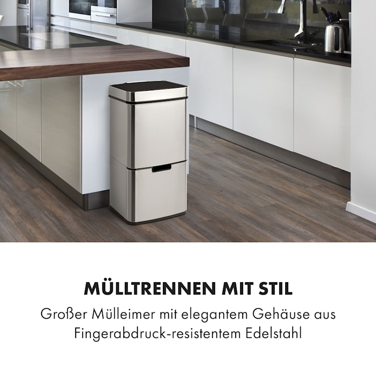 Touchless Müllsammler Sensor 72L 4 Behälter ABS / PP / Edelstahl gebürstet Silber