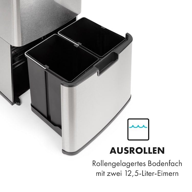 Touchless Müllsammler Sensor 72L 4 Behälter ABS / PP / Edelstahl gebürstet Silber
