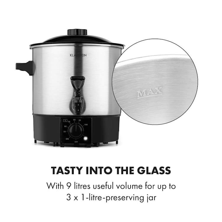 Biggie Eco, főzőedény és italadagoló, 1000 W, 30–100 ° C, csappal, 9 l