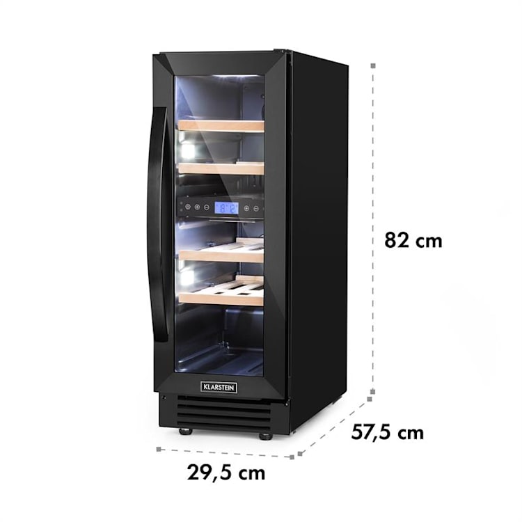 Vinovilla 17 Built-In Duo Zweizonen-Weinkühlschrank 53l 17 Fl. 3-Farben Glastür Schwarz