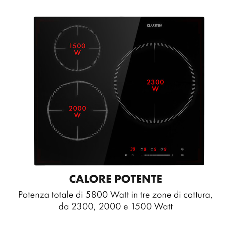 Delicatessa 3 piano cottura a induzione 3 zone 5800W vetroceramica nero