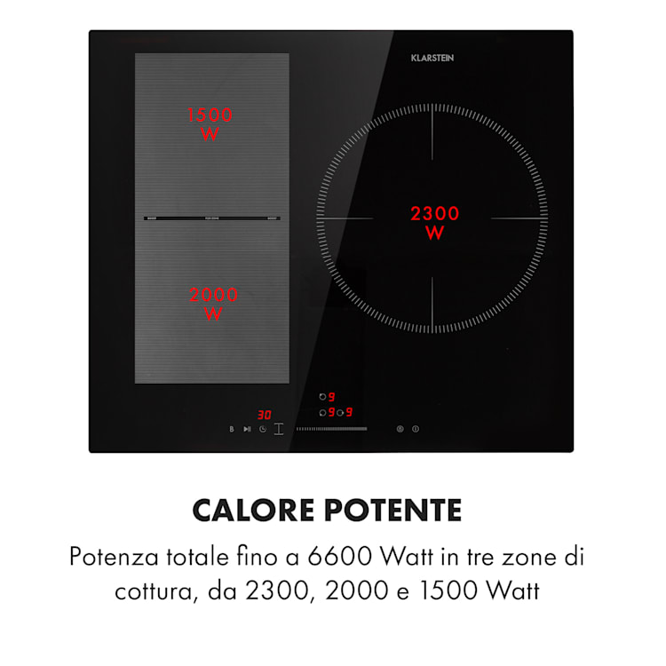 Delicatessa 3 Flex piano cottura a induzione 3 zone 6600W zona flex nero 3