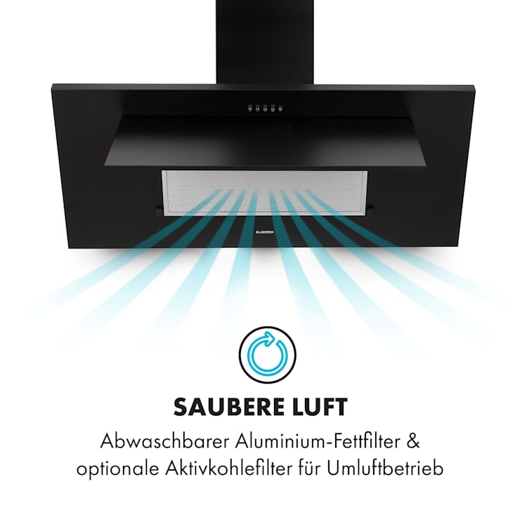Athena 90 Dunstabzugshaube 90cm 300m³/h 69W Edelstahl 90 cm | Schwarz