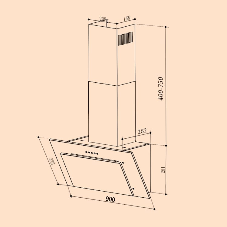 Athena 90 Dunstabzugshaube 90cm 300m³/h 69W Edelstahl 90 cm | Schwarz