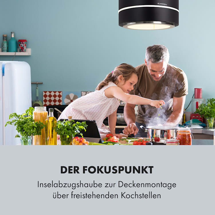 Tron Ambience Inselabzugshaube Ø38cm Umluft 540m³/h LED schwarz Schwarz