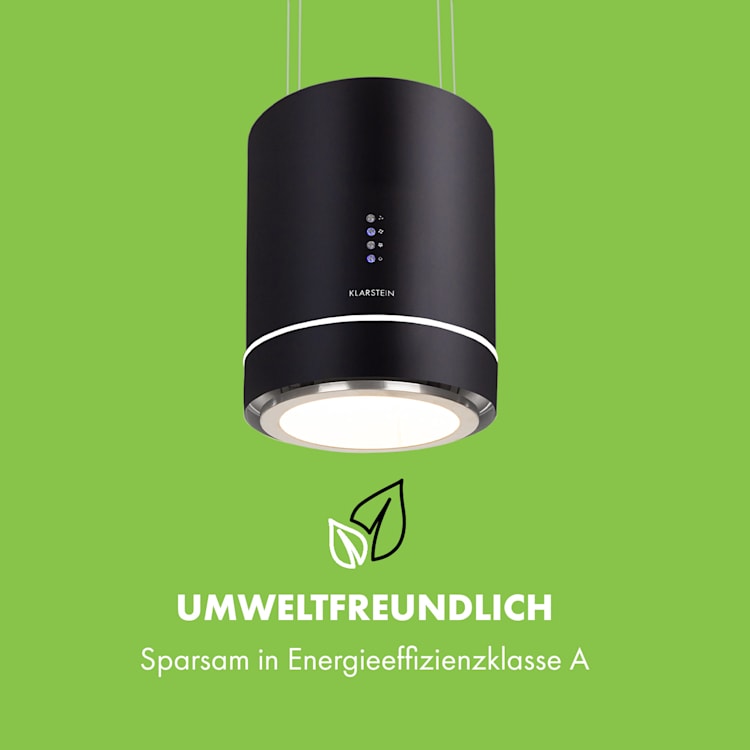 Tron Ambience Inselabzugshaube Ø38cm Umluft 540m³/h LED schwarz Schwarz