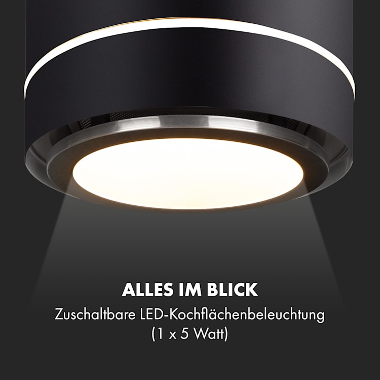 Tron Ambience Inselabzugshaube Ø38cm Umluft 540m³/h LED schwarz Schwarz