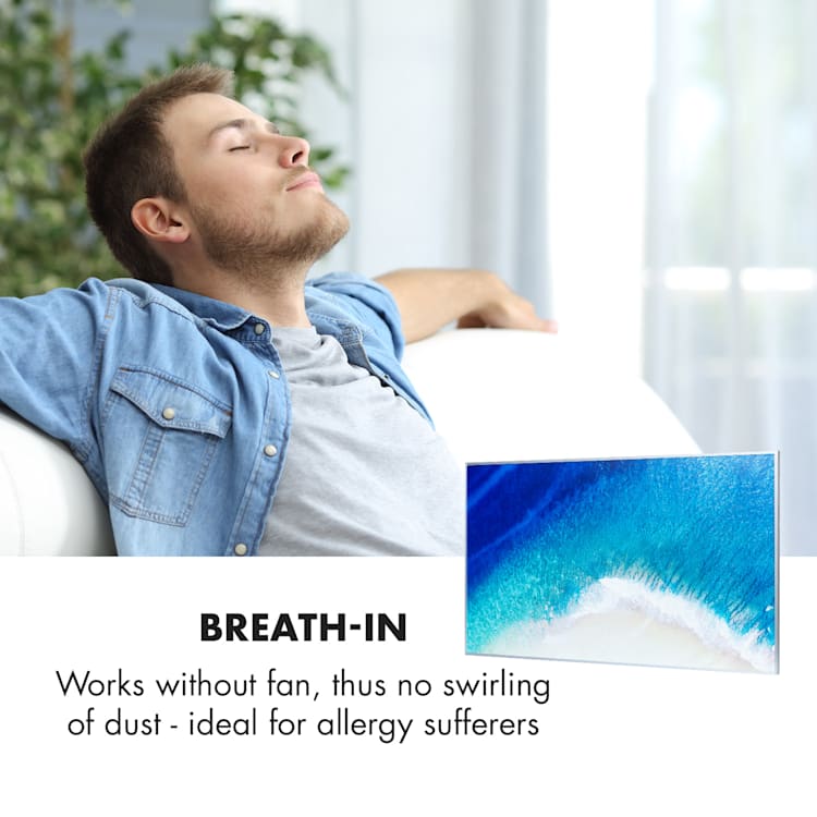 Wonderwall Air Art Strand Infrarotheizung 60x101cm 600W Wandinstallation Fernbedienung weiß Design-Oberfläche: Strand