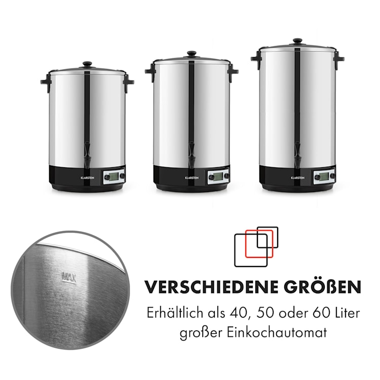 KonfiStar 50 Digital Einkochautomat Getränkespender 2500W 50L 100°C 180min Edelstahl 50 Ltr