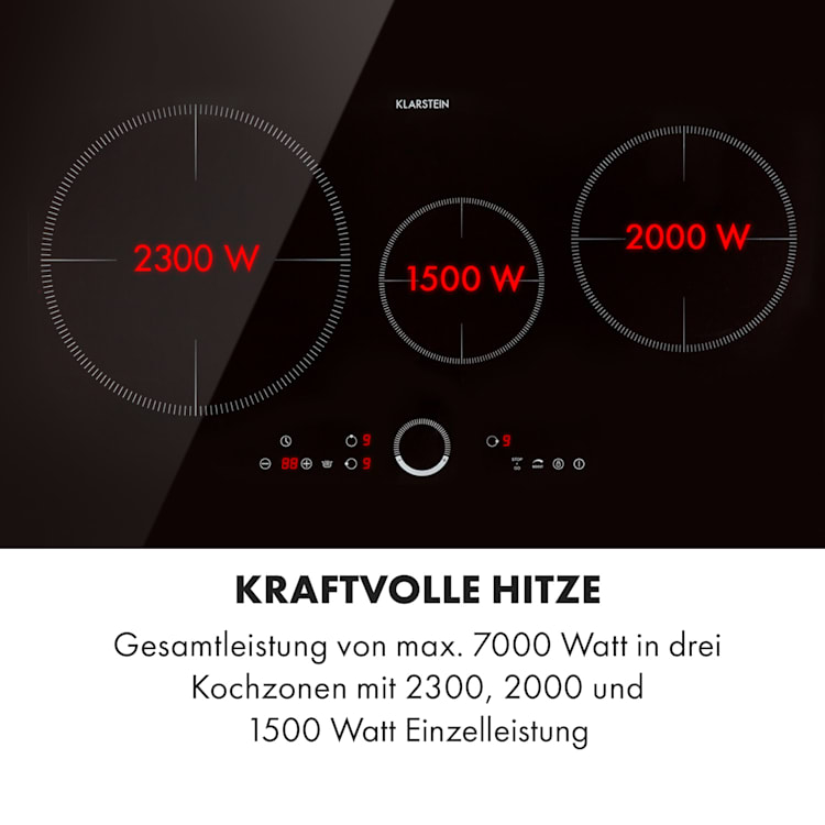 Delicatessa 80 Einbaukochfeld Induktion 3 Zonen 7400W Paella-Zone Glaskeramik schwarz