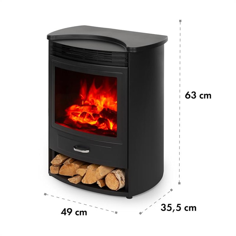 Bormio S Cheminée électrique 950 / 1900 W thermostat minuterie - Noire Noir