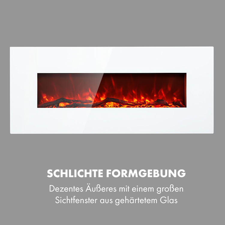 Lausanne Long Elektrischer Kamin 1600W 2 Heizstufen 128 cm Weiß