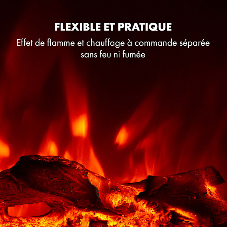 Lausanne Long Cheminée électrique 1600 W 2 niveaux de chauffage 128 cm Blanc
