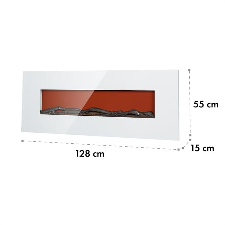 Lausanne Long Cheminée électrique 1600 W 2 niveaux de chauffage 128 cm Blanc