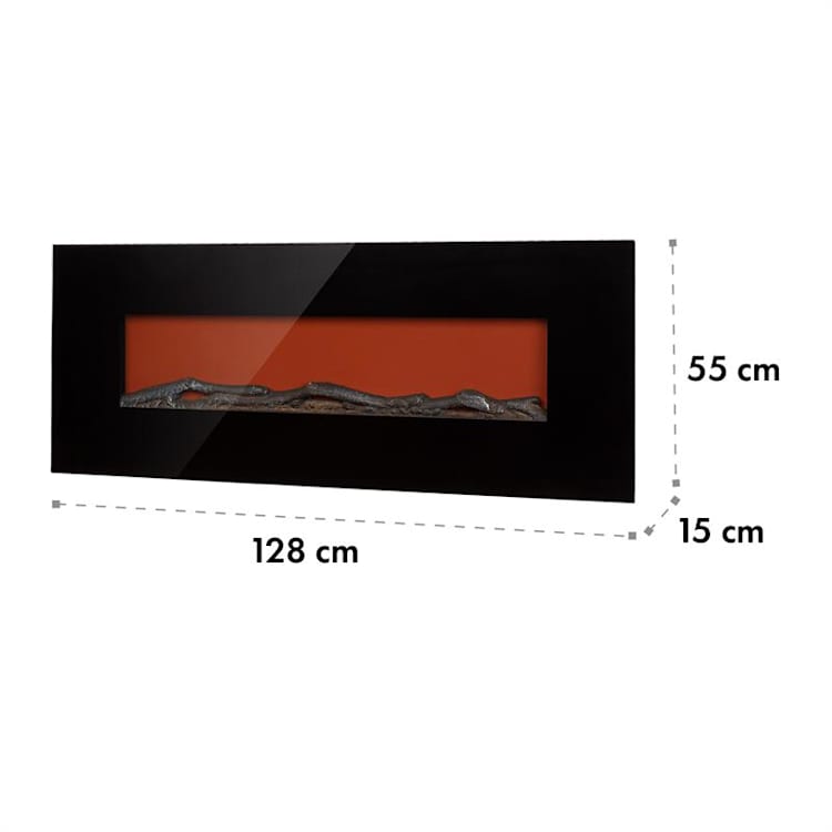 Lausanne Long Cheminée électrique 1600 W 2 niveaux de chauffage 128 cm Noir