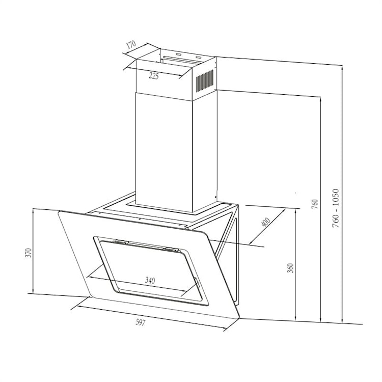 Sofia 60 Dunstabzugshaube kopffrei 300 m³/h Touch-Control Glasfront schwarz 60 cm | Schwarz